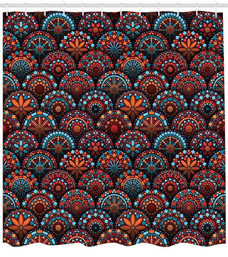 ABAKUHAUS Mandala Shower Curtain, Pattern with and Geometric Floral Form Art Image - Image 2