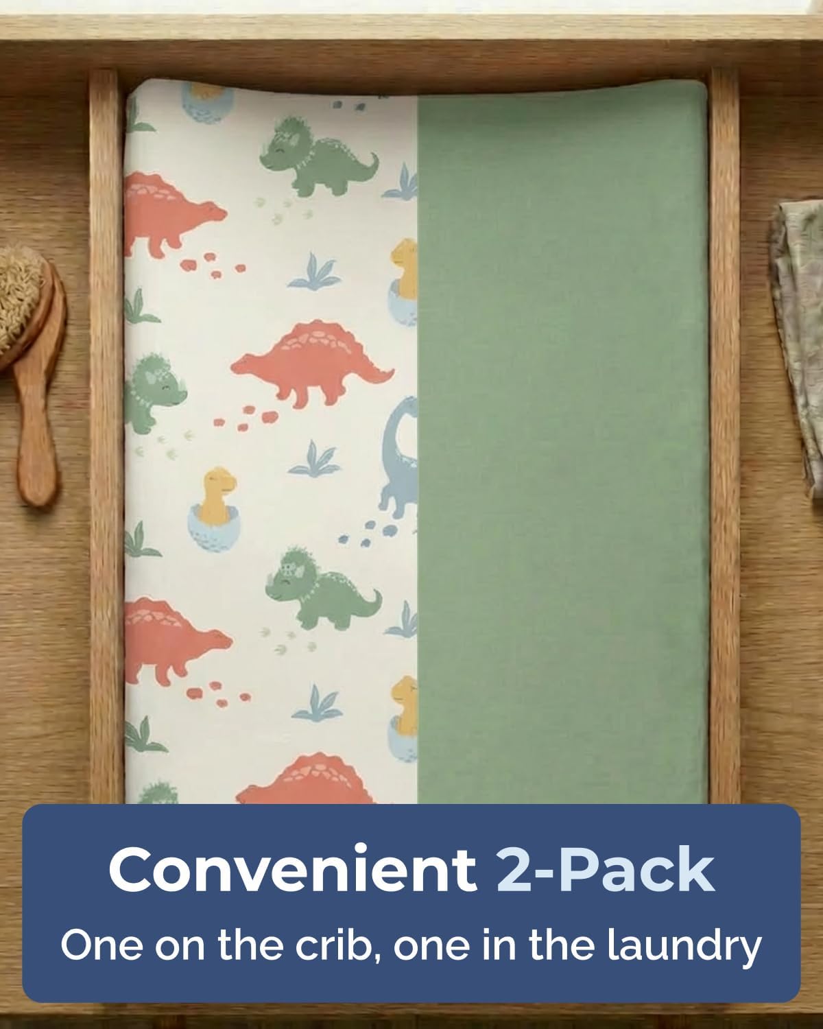 Changing Pad Cover - Pack of 2 Diaper Change Sheets - 32x16in, Dino Land image 4