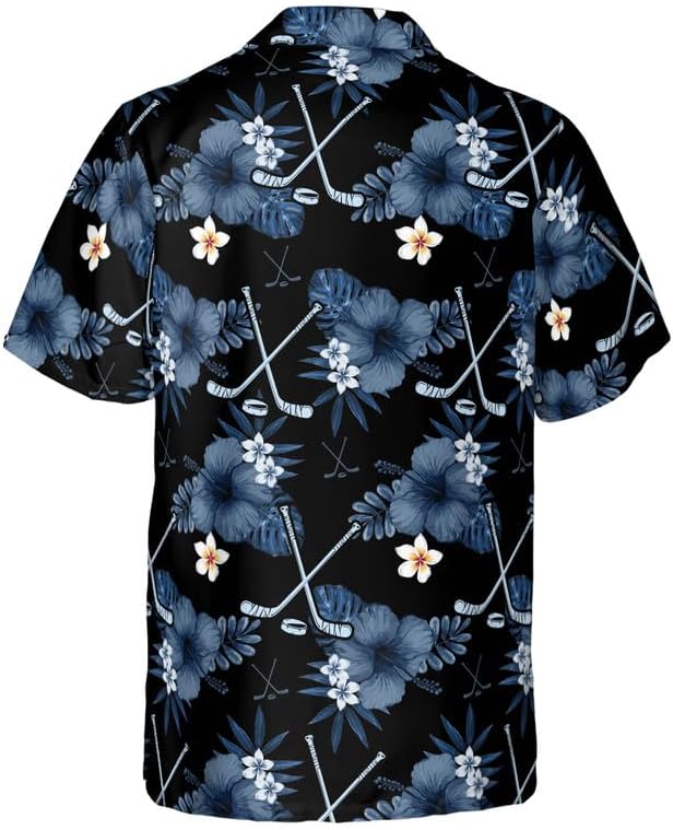 Hockey Hawaiian Shirts Men, Funny Hockey Shirts Men, Hockey Button Down Shirt,Hawaiian Shirt Hockey Jersey
