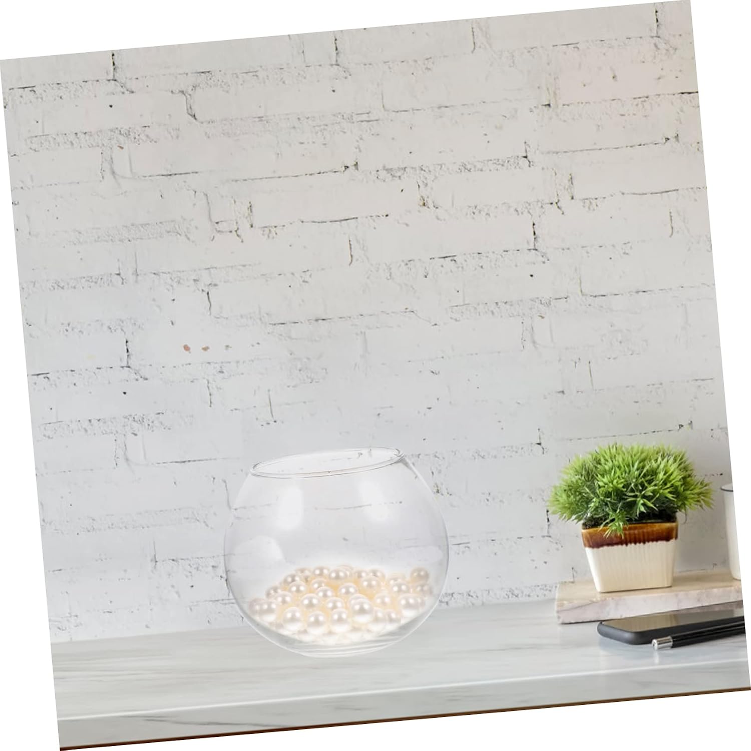 Garneck 1set Small Glass Globe Fish Tank Ornament Design for Betta Fish Desktop Aquarium Decoration for Decor