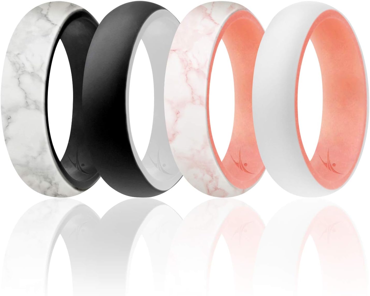 ROQ Silicone Rubber Wedding Ring for Women, Dome Duo Collection, Breathable Silicone Wedding Band, Anniversary Rings, Promise Ring, 5.5mm Wide 2mm Thick, Multi Packs, Multi Colors
