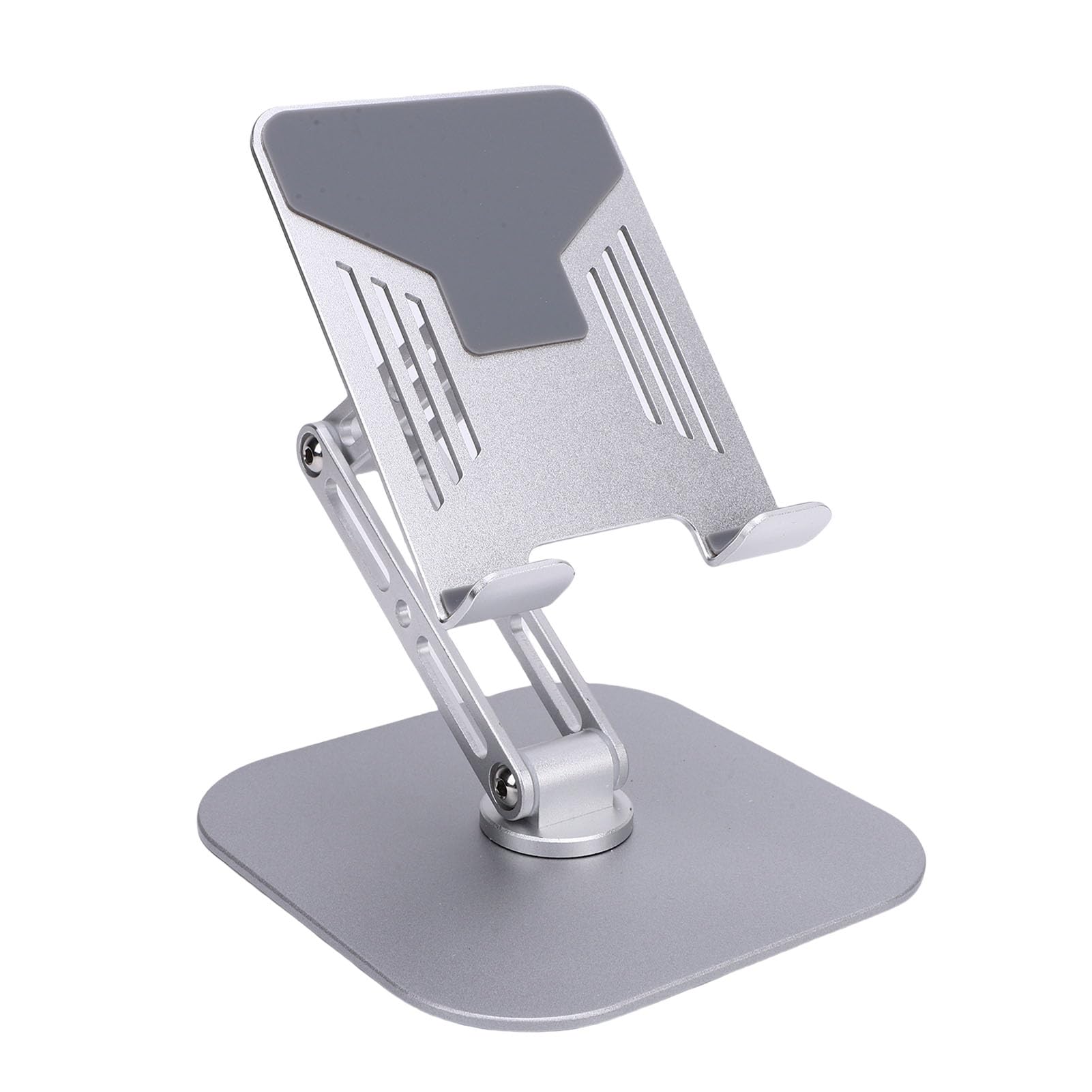 Supporto per tablet da scrivania Supporto per tablet da scrivania in metallo regolabile pieghevole girevole a 360 gradi per telefono cellulare e tablet Costruzione in lega (Argento)