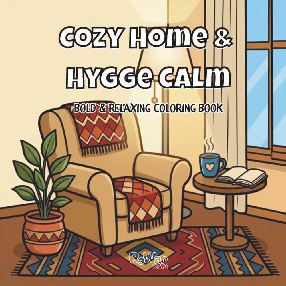 Cozy Home & Hygge Calm Bold & Relaxing Coloring Book A Calming Collection of Peaceful Everyday Scenes for Relaxation, Creativity & Stress Relief for ... (Bold & Relaxing Coloring Books for Adults)