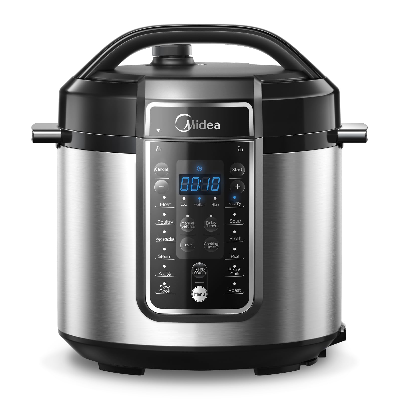 Midea 6L Electric Pressure Cooker with 12 Preset Cooking Functions,Stainless Steel Pressure Cooker with 24H Preset Timer and LED Display, Slow Cooker Non-Stick Inner Pot,10 safety features, MPC60010 - 1