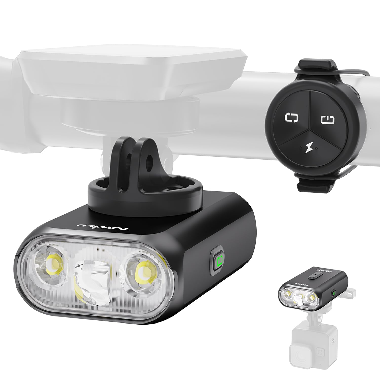 towild BL900 Bike Lights with Focus & Flood Beam, 900 Lumen Bike Front Light Compatible with Garmin/iGPSPORT/COOSPO Cycling Computer, Day and Night Cycling Headlight, 2200mAh USB-C Charging