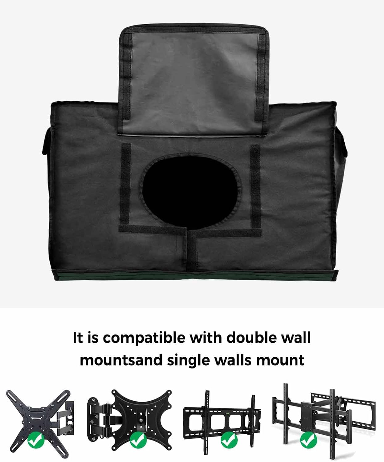 Christmas Tree Sheep Outdoor TV Cover 60"-65" - 600D Waterproof TV Cover Weatherproof TV Screen Protector Dustproof Winter Xmas Stars Black Green TV Display Protector for Outside Flat Screen TV