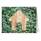 Note Card Cafe All Occasion Greeting Card Set with Kraft Envelopes | 24 Pack | Blank Inside, Glossy Finish | Unique Green Garden House Design | Bulk Set for Greeting Cards, Occasions, Birthdays