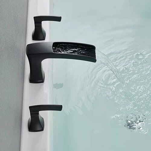 Miniatura 37 de Grifo de bañera de cascada de montaje en cubierta, grifo de bañera romano, grifos de bañera de oro cepillado, grifos de baño de latón de 3 agujeros