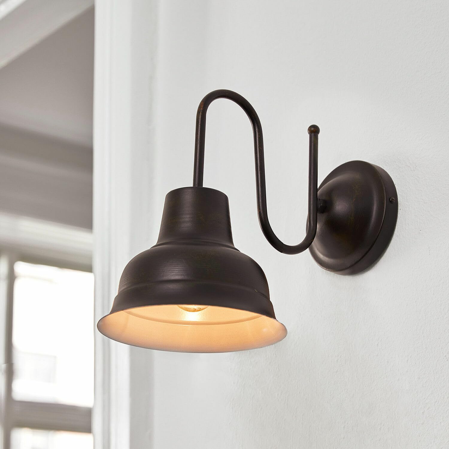 LOBERON Wandlampe Sidney, rustikales Design im Industrial-Trend, Wandleuchte im Vintage-Look, Industrie-Charme, Eisen, antikbraun