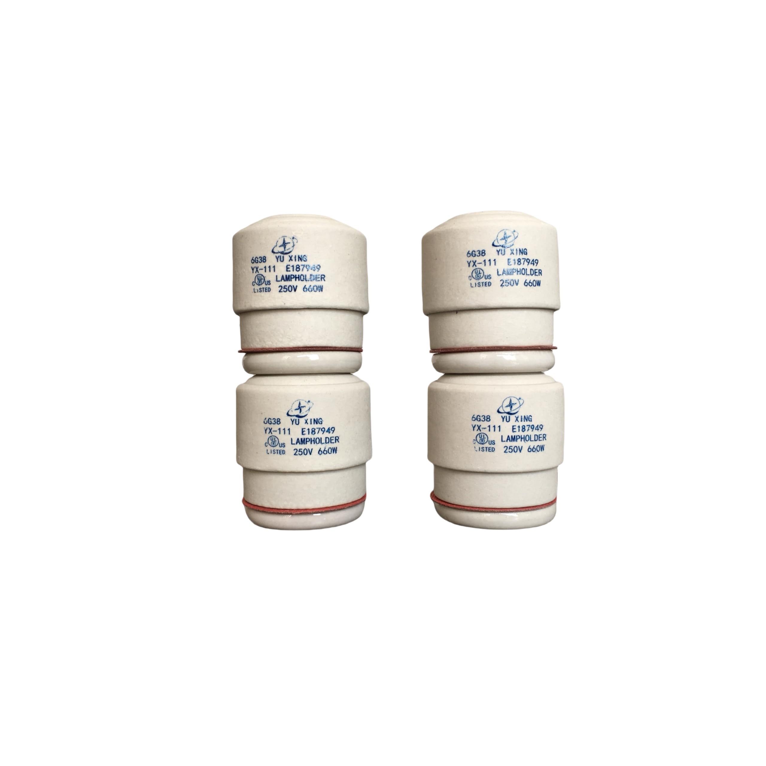 UL Listed E26 Ceramic Lamp Socket, 660W High-Temp Porcelain Light Holder for Brooder Heat Lamp, Reptile Basking Fixture, DIY Replacement (White, 4-Pack)