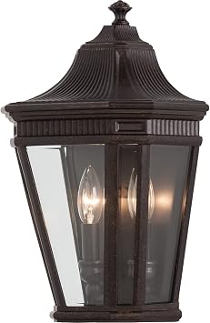 Murray Feiss OL5403BK Cotswold Lane Collection 16-Inch 2-Light Exterior Wall Sconce, Black Finish with Clear Glass by Murray Feiss