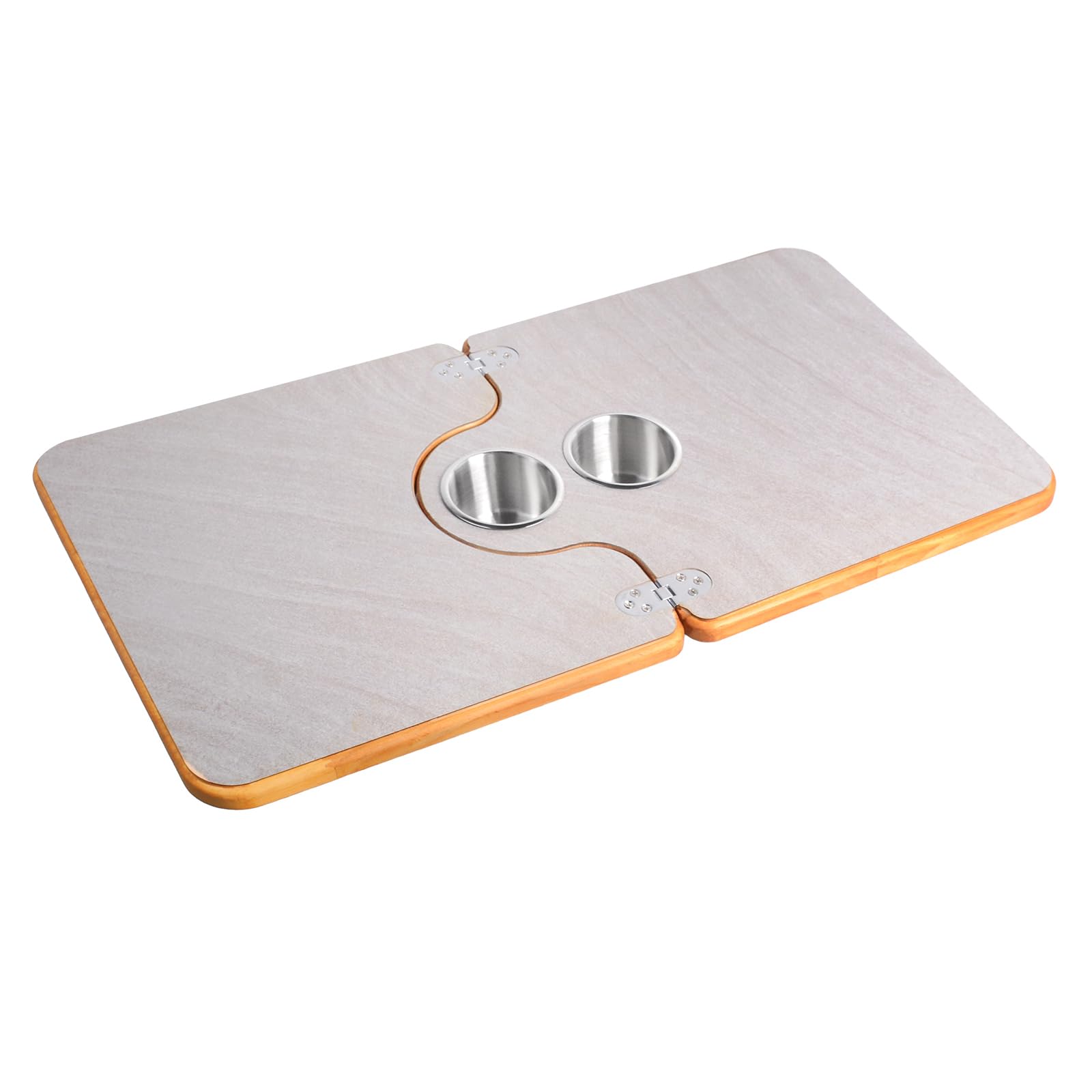 Tavolo pieghevole per camper, pieghevole, rimovibile, 75 x 39,5 cm, con doppio portabicchieri, salvaspazio, montaggio a parete, per rimorchi, camper, furgoni e barche (stile F)