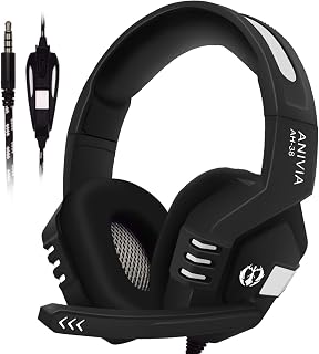 Gaming Headset,Anivia AH38 Gaming Headset for PC Laptop Noise Cancelling Over Ear Headphones with Mic 3.5mm Jack Wired Headset Bass Surround Soft Earmuffs for Games
