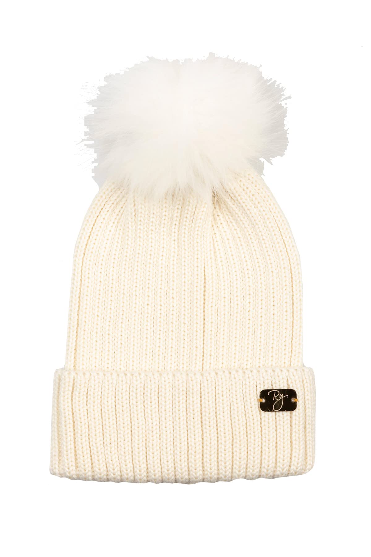 Rydale Ladies Pom Pom Hat Women's Bobble Hat Winter Beanie 12 Colours (Cream)
