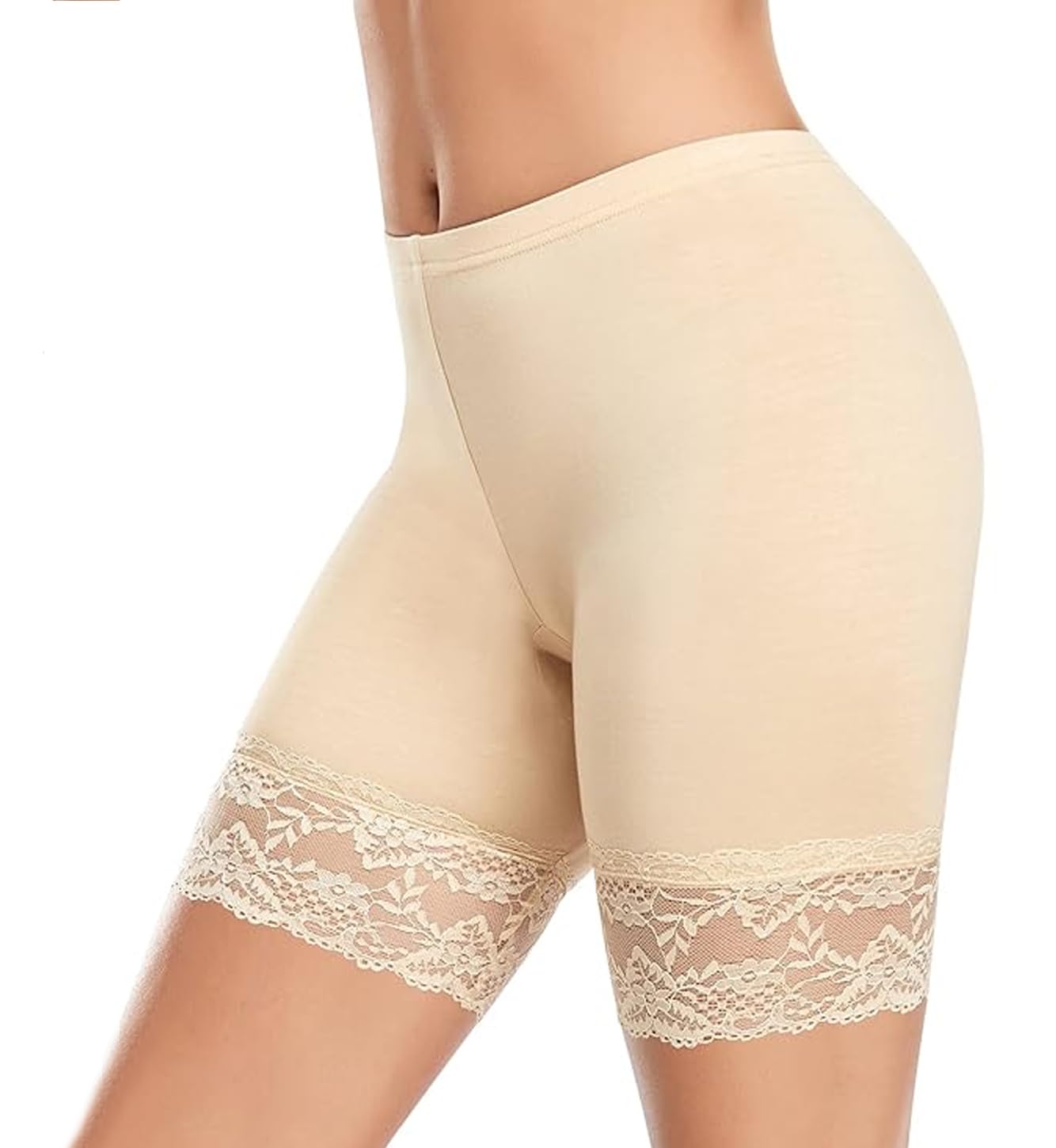 NICSY Womens Slip Shorts for Under Dresses, High Waisted Shorts, Sports Underskirts Mid Thigh Lace Boyshorts Cycling, Yoga, Swim Shorts, Regular Safety Shorts (Pack Combo)