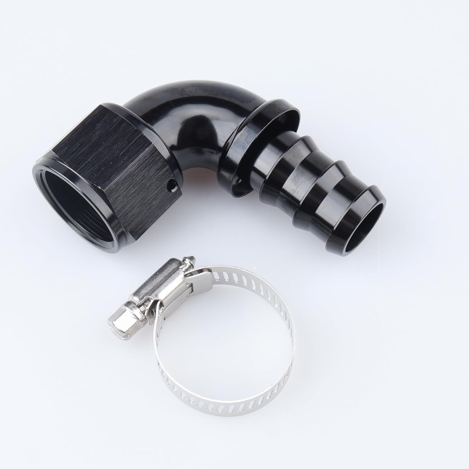AC PERFORMANCE 90 Degree -12 AN Swivel Female to barb 3/4'' Push on Lock Hose End Full Flow Fitting Aluminum Black