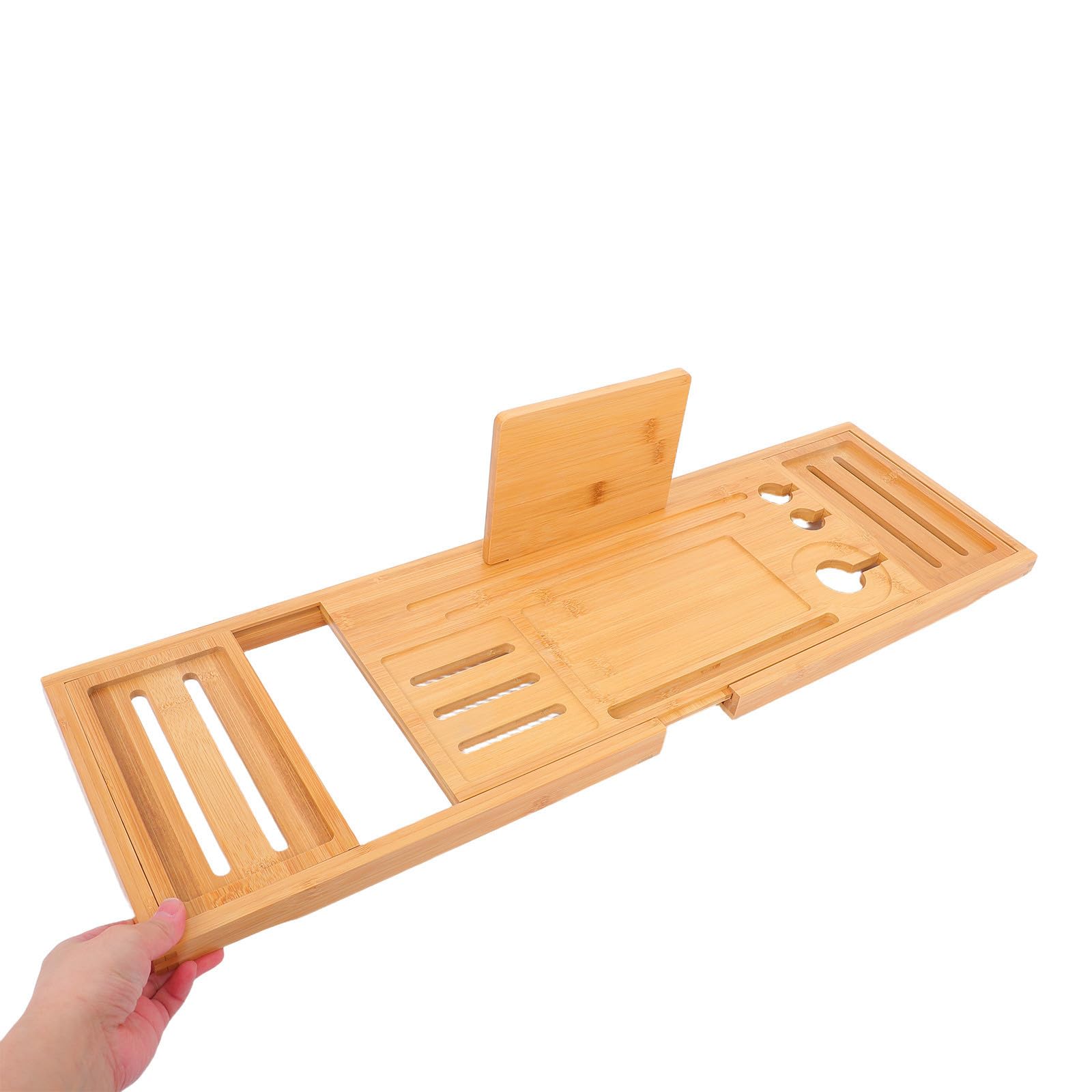 Toyvian Bandeja Extensible Modernos y Elegantes Diseño Ajustable para Bañera de Bambú y Resistente al Agua, Organizador Versátil para Accesorios de Baño