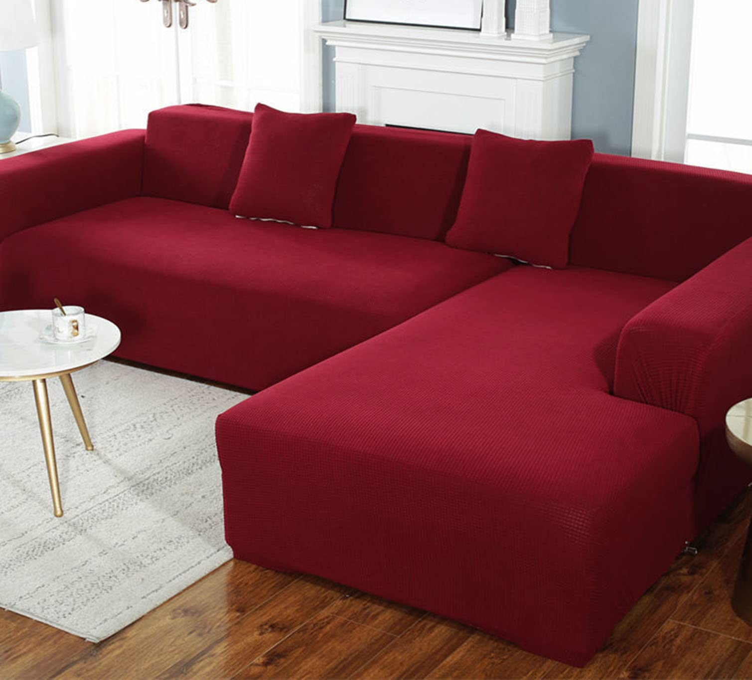 Housse de canapé extensible protège canapé d'angle rouge