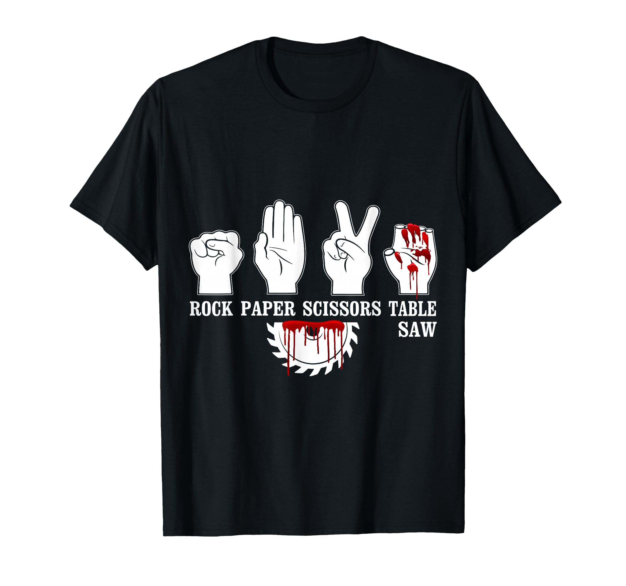 Rock Paper Scissor Table Saw Funny Carpentry Woodworking T-Shirt