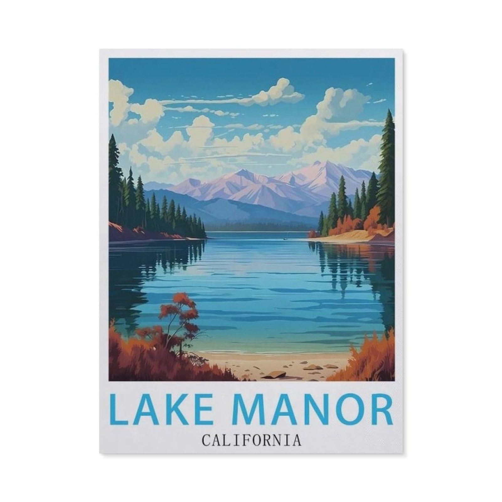 Paint by Numbers for Adults Kids Beginner，Lake Manor California，DIY Acrylic Painting by Numbers Kits with Brushes Acrylic Pigment Home Decoration Brithday Gifts(20x30cm-BA35 — image 1
