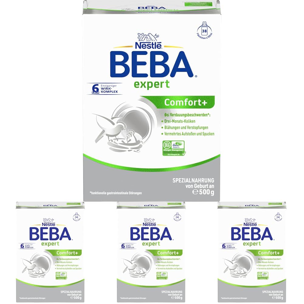 BEBA expert Comfort+ Spezialnahrung bei Verdauungsbeschwerden, Babynahrung von Geburt an, 4er Pack (1 x 500g)