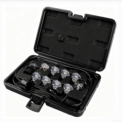 Fuel Injector Tester, 11-Piece Kit for Automotive Fuel Injection Systems Multi-Injector Compatibility and Quick Troubleshooting Professional Mechanics Use(Black)