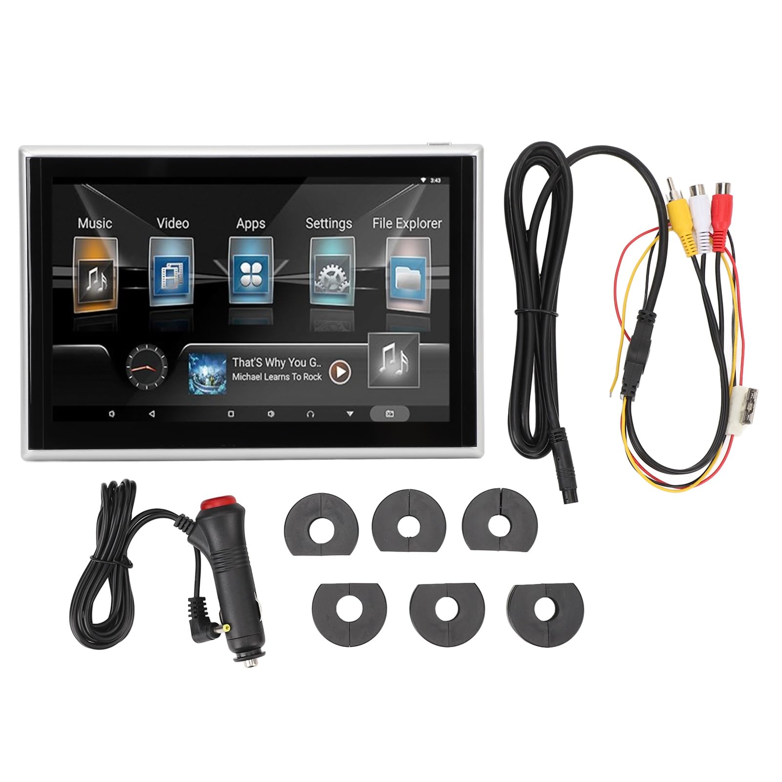 9 Inch Car Headrest TV, 4k 1080p HD Touchscreen Car TV for Back Seat with AV Input Silver Frame for Android 11 (WLMA/Miracast/Airplay/BT Supported)