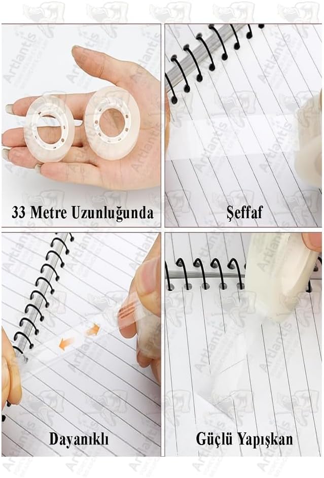 Şeffaf Para Bandı 12mm x 33 Metre 1 Adet Artlantis Şeffaf Okul Ofis Kırtasiye Bantı Yüksek Kaliteli Paketleme Bandı - Görsel 6