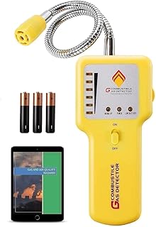 Natural Gas Detector & Gas Leak Detector: Portable Gas Sniffer to Locate Leaks of Multiple Combustible Gases Like Propane, Methane, LPG, LNG, Fuel, Sewer Gas with 12" Flexible Sensor Neck