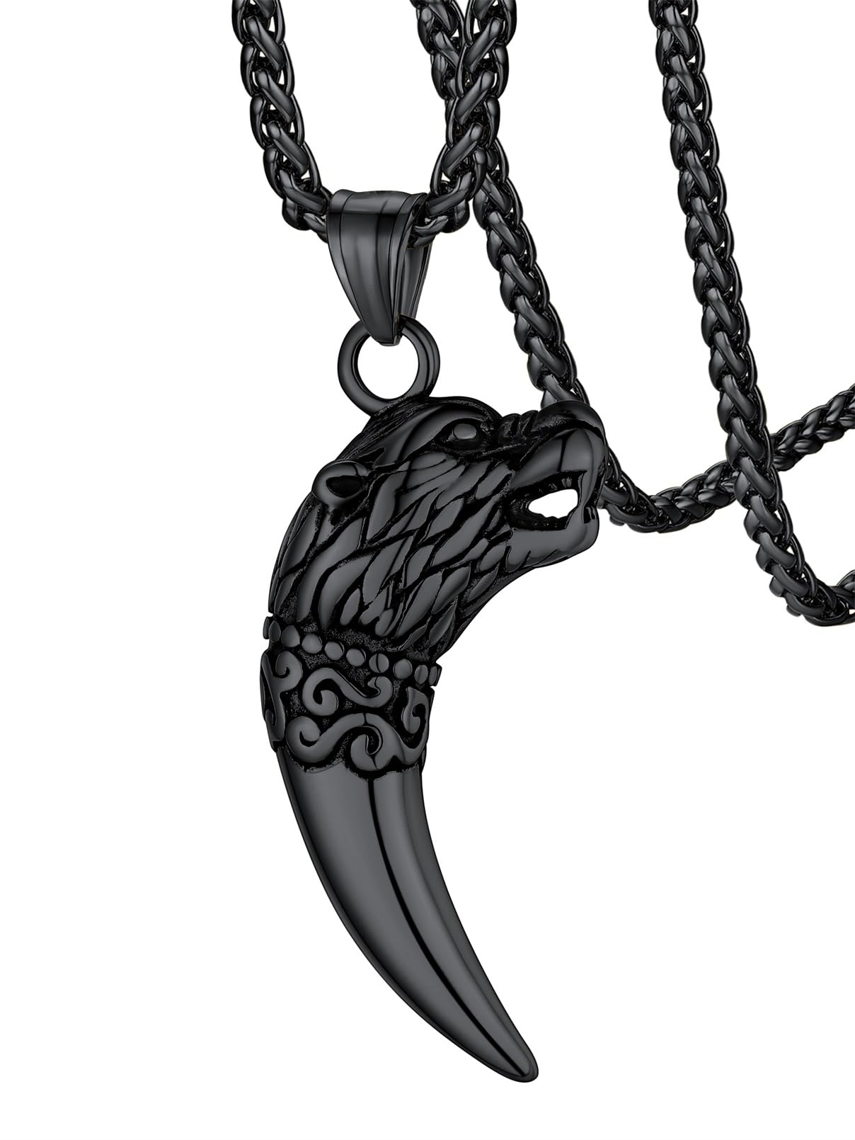 FaithHeart Norse Viking Wolf Pendant Necklace for Men/Women, Stainless Steel/18K Gold Plated Nordic Vikings Stuff Jewelry with Gift Packaging