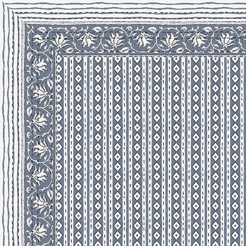 Image of BLOCKS OF INDIA Hand Block Printed 200 TC Cotton Super King Size Bedsheet (Grey LINE)