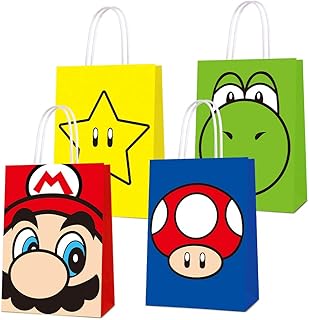 16 PCS Party Favor Bags for Super Bros Mario Birthday Party Supplies, Party Gift Bags for Super Bros Mario Party Favors Decor Party Decor for Super Bros Mario Themed Birthday Decorations