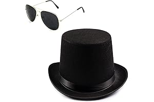 Rockstar Costume- 2 Pc Set- Black Felt Top Hat and Sunglasses- 80s costumes- Rocker Accessories
