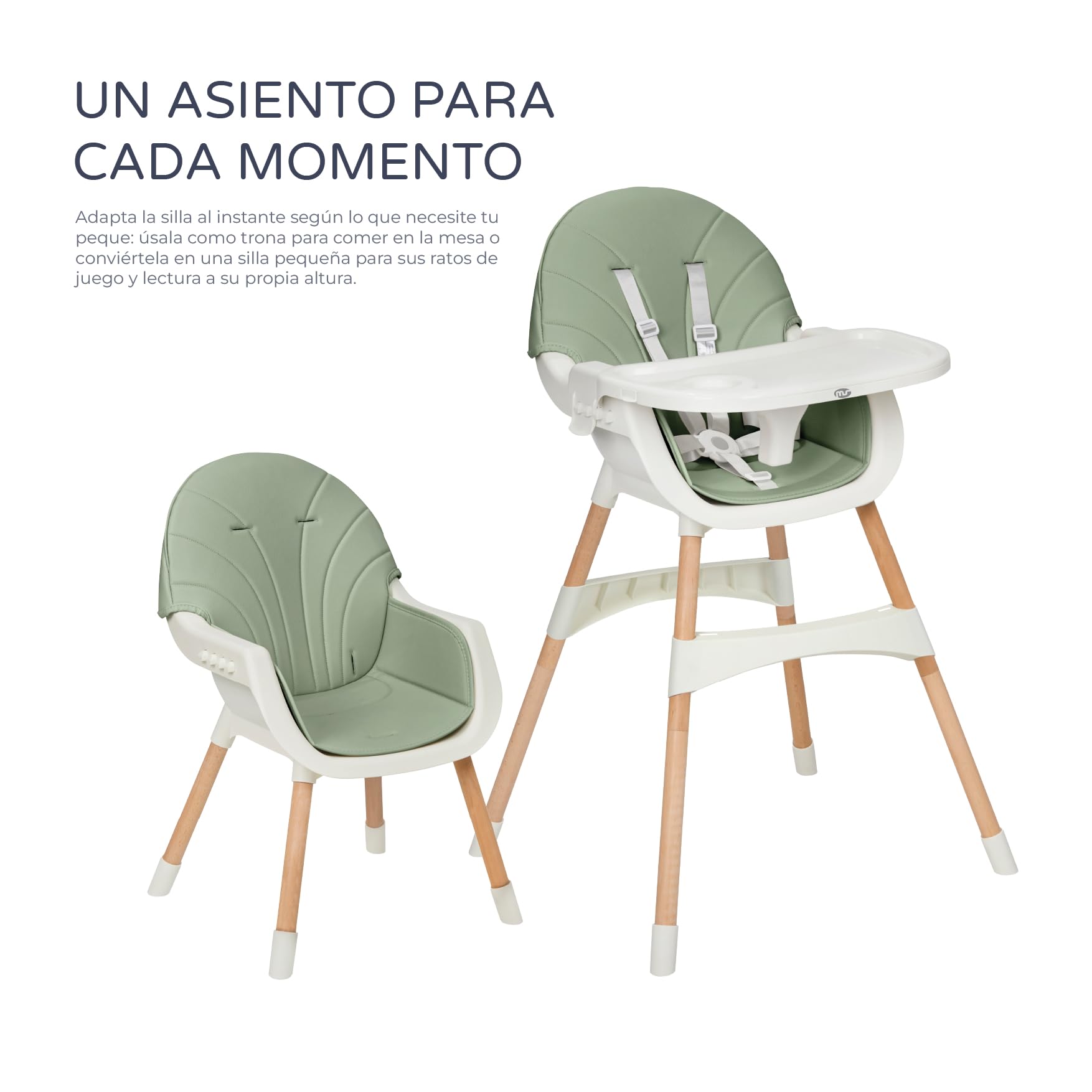 MS BabyWorld – MIKA – Trona para Bebé 2 en 1 | Convertible Silla| Asiento Acolchado | Doble bandeja