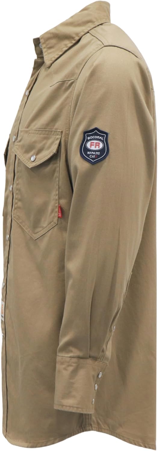 BOCOMAL FR Shirts Flame Resistant 100% C NFPA2112 7.5oz Men's Fire Retardant Welding Shirt - Image 2