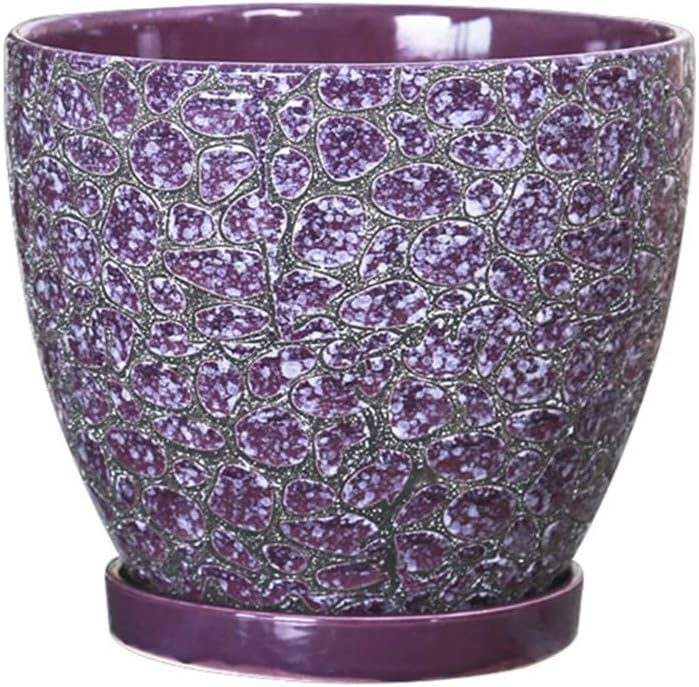 Small Purple with Tray Green Flower Pot Container, Flower Pots Indoor, Pot Flower