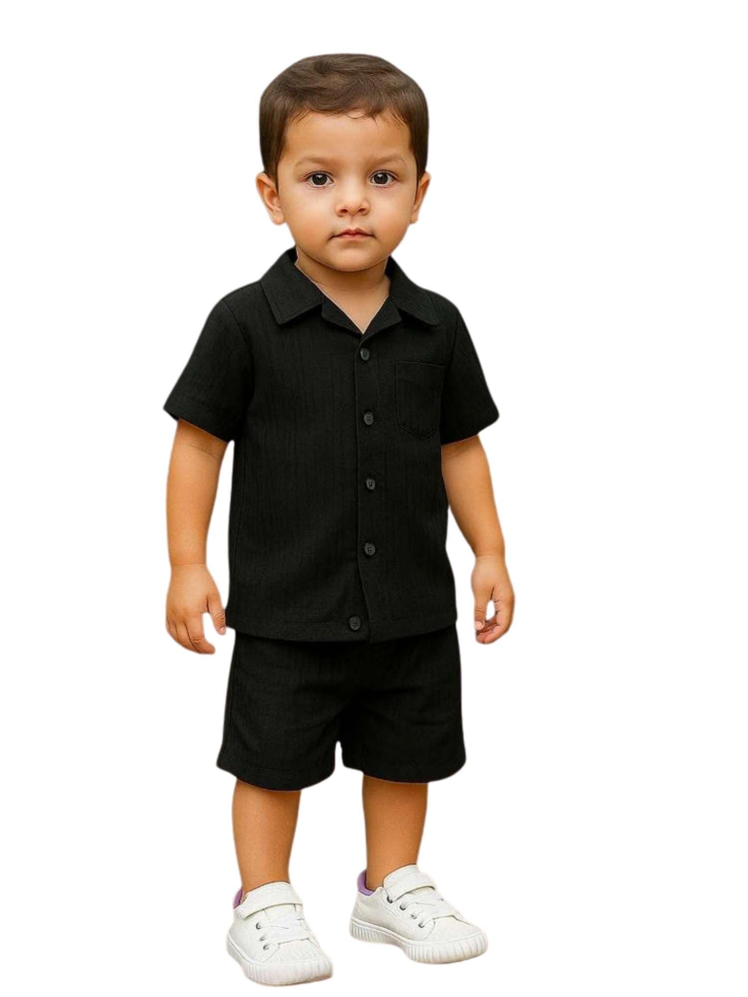 Cotton Blended Plain Shirt and Shorts Set for Kids | Soft and Comfortable Half Sleeve Co-Ord Outfit for Boys and Girls-image-28