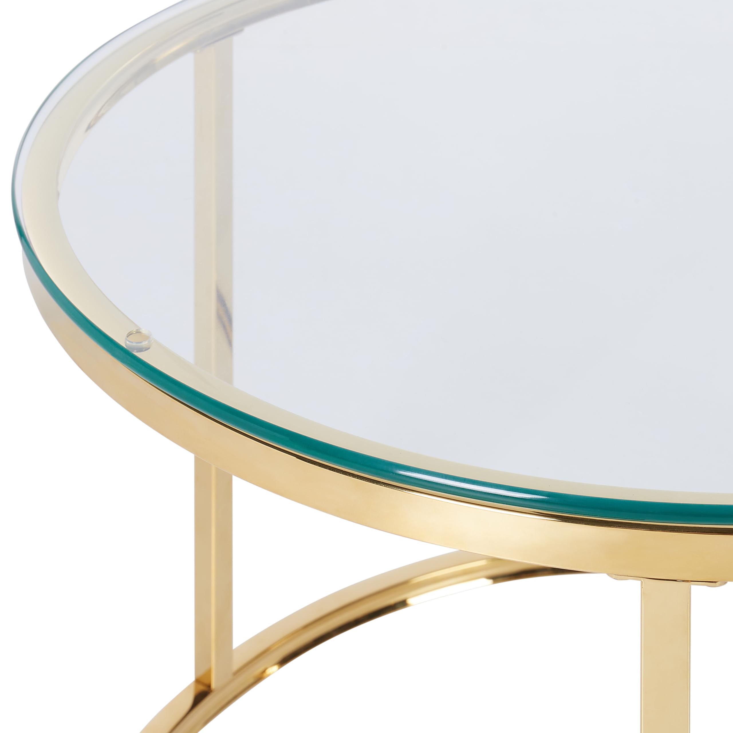 Beliani Couchtisch 2er Set Edelstahl Glas Gold rund Glamour Stil Grange