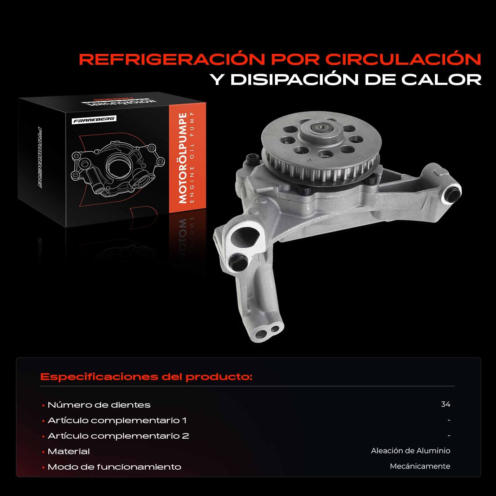Frankberg Bomba de aceite Oil Diesel Compatible con Golf VI 5K1 1.6L Golf VI Variante AJ5 1.6L T.o.u.r.a.n 1T3 2.0L Golf Plus 521 5M1 1.6L Transporter/C.a.r.a.v.e.l.l.e VI Bus SGB SGJ SHB SHJ 2.0L
