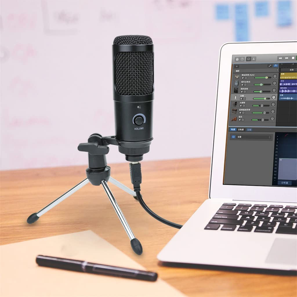 Microfono a condensatore Professionale Microfono USB, Adatto per Microfono di Registrazione da Studio di Computer, con Supporto