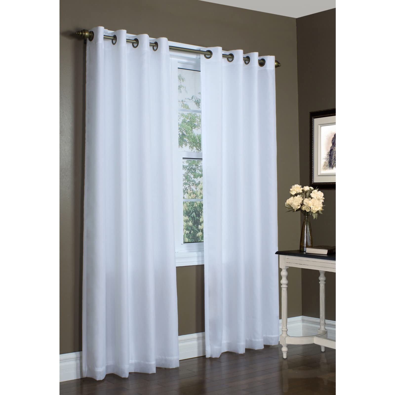 Thermavoile Light Filtering Insulated Indoor Window Curtain, Polyester Blend, White, 54 Inches x 108 Inches