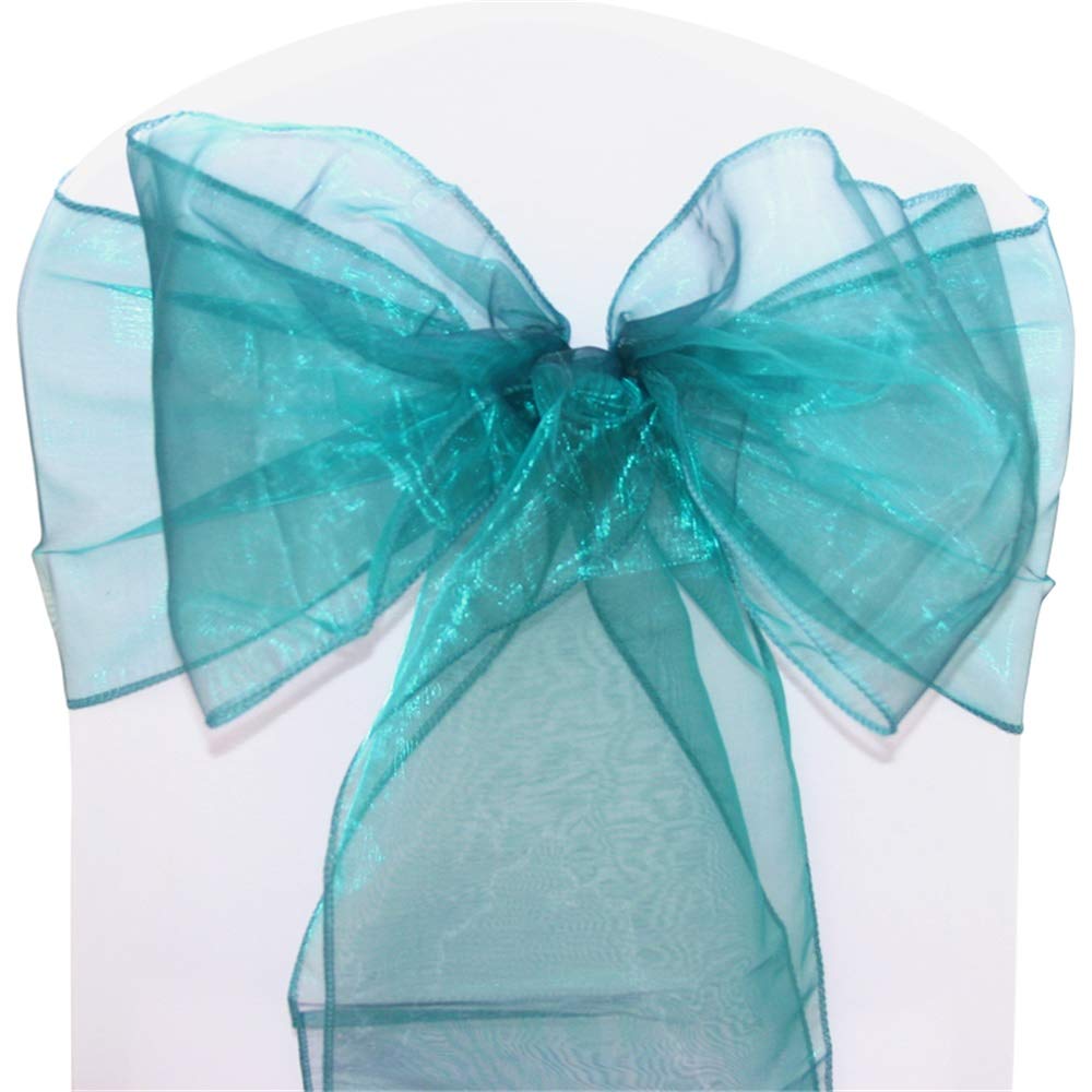 Time to Sparkle Pack of 60 Organza Sashes 22x280cm/9x110inch Wider Sash Fuller Bows Chair Cover Bows Sash for Wedding Party Birthday Decoration - Sea Green — image 1