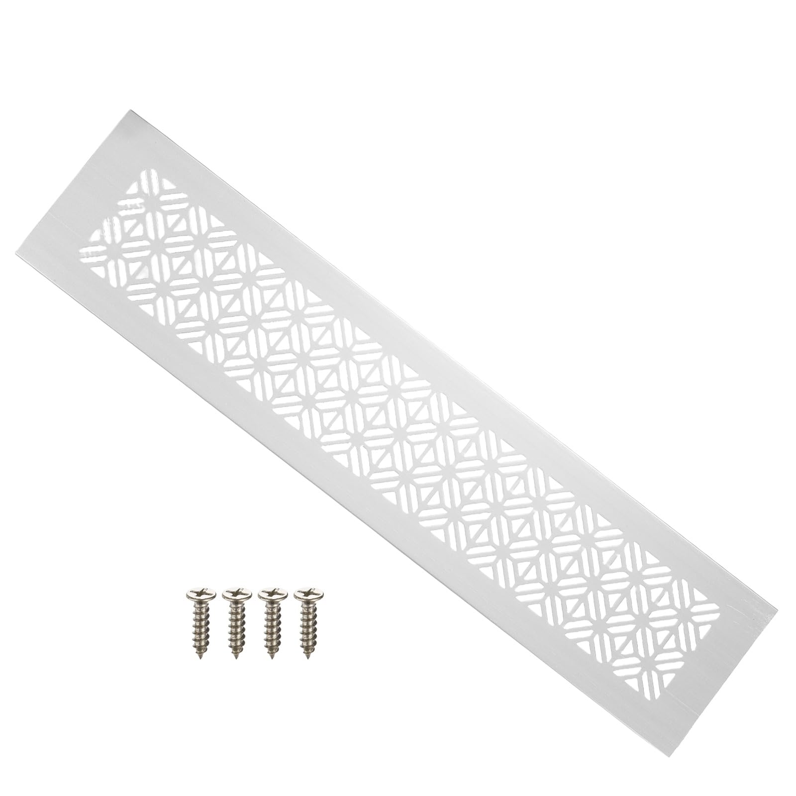 PATIKIL 600mm x 80mm Door Air Vent Cover, Heavy Duty Aluminum Grille Ventilation Cover Louvered with Mounting Screws for Cabinet Wardrobe Door, Light Grey