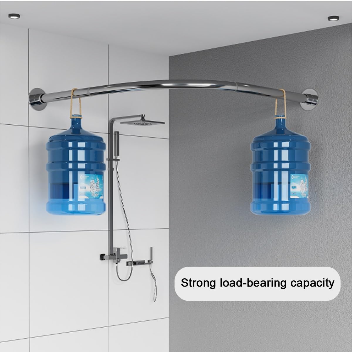 Tringle de douche incurvée réglable de 76,2 à 94 cm, extra large, sans perçage, installation facile, forte capacité de charge, accessoires de salle de bain pour maisons modernes