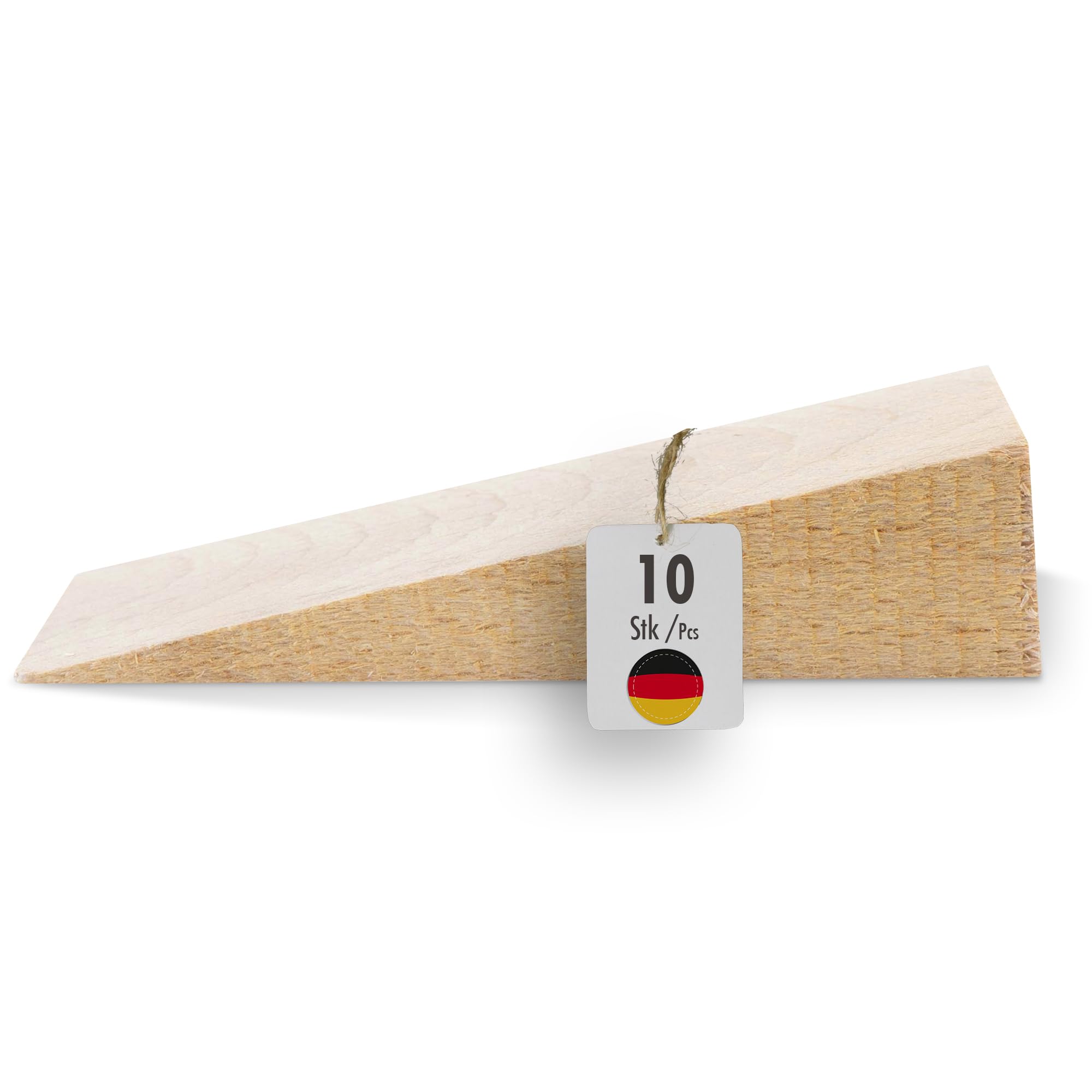 haggiy hardwood wedge - wooden wedge set - natural beech wedges - door stopper - ideal for furniture, assembly, DIY - (LxWxH) 80 x 25 x 20 mm (10 Pcs.)