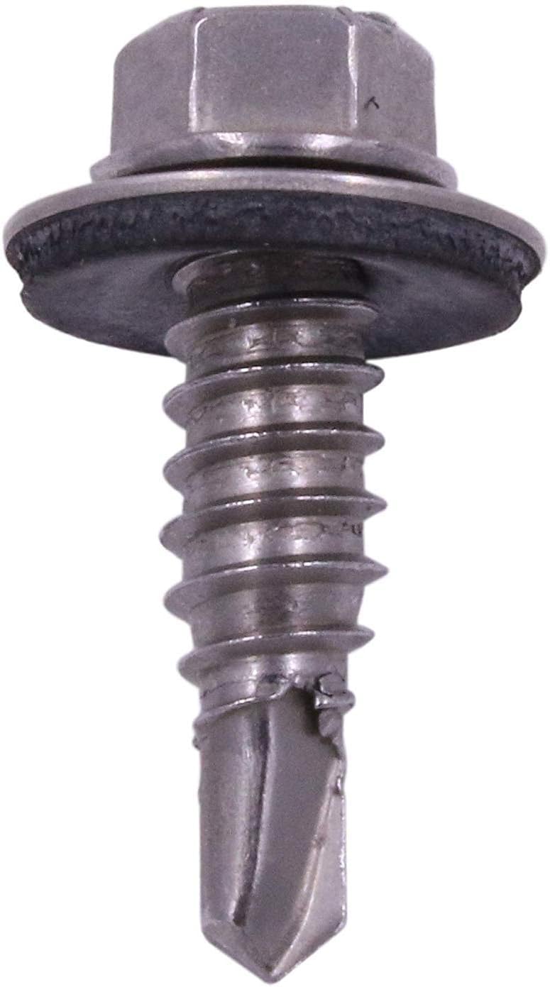 U-Turn Fasteners Self Drilling Screws for Metal - #8 x 1 Hex Washer Head Self Drilling Screws, Self Tapping Sheet Metal Tek Screws, 410 SS | (Pack of 100)