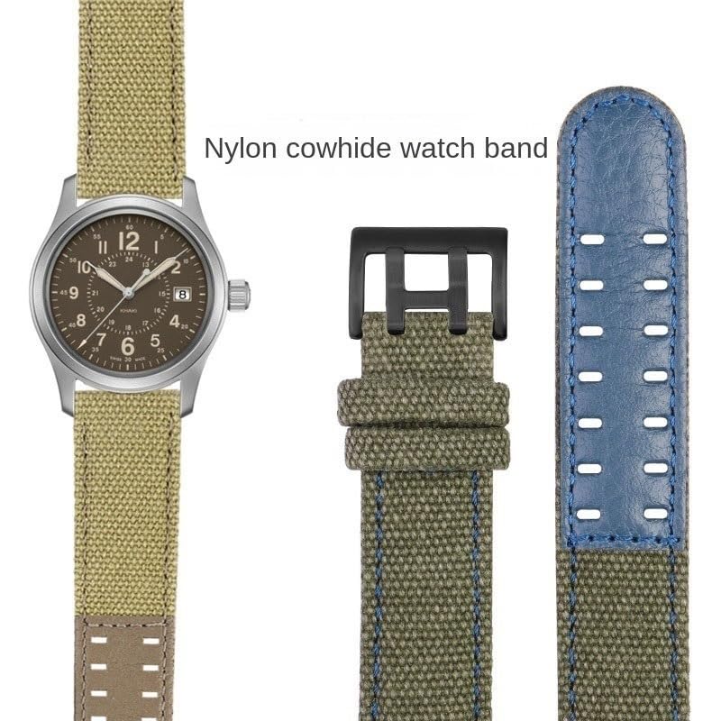 Bracelet montre nylon cuir 22mm Hamilton Khaki Field pour l'aventure