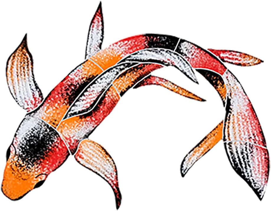 Artistry in Mosaics Koi Fish Ceramic Swimming Pool Mosaic (Style C, 7" X 10")