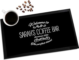 Personalised Coffee House Bar Mat | Home Coffee station, Barista counter, tea coffee espresso accessories