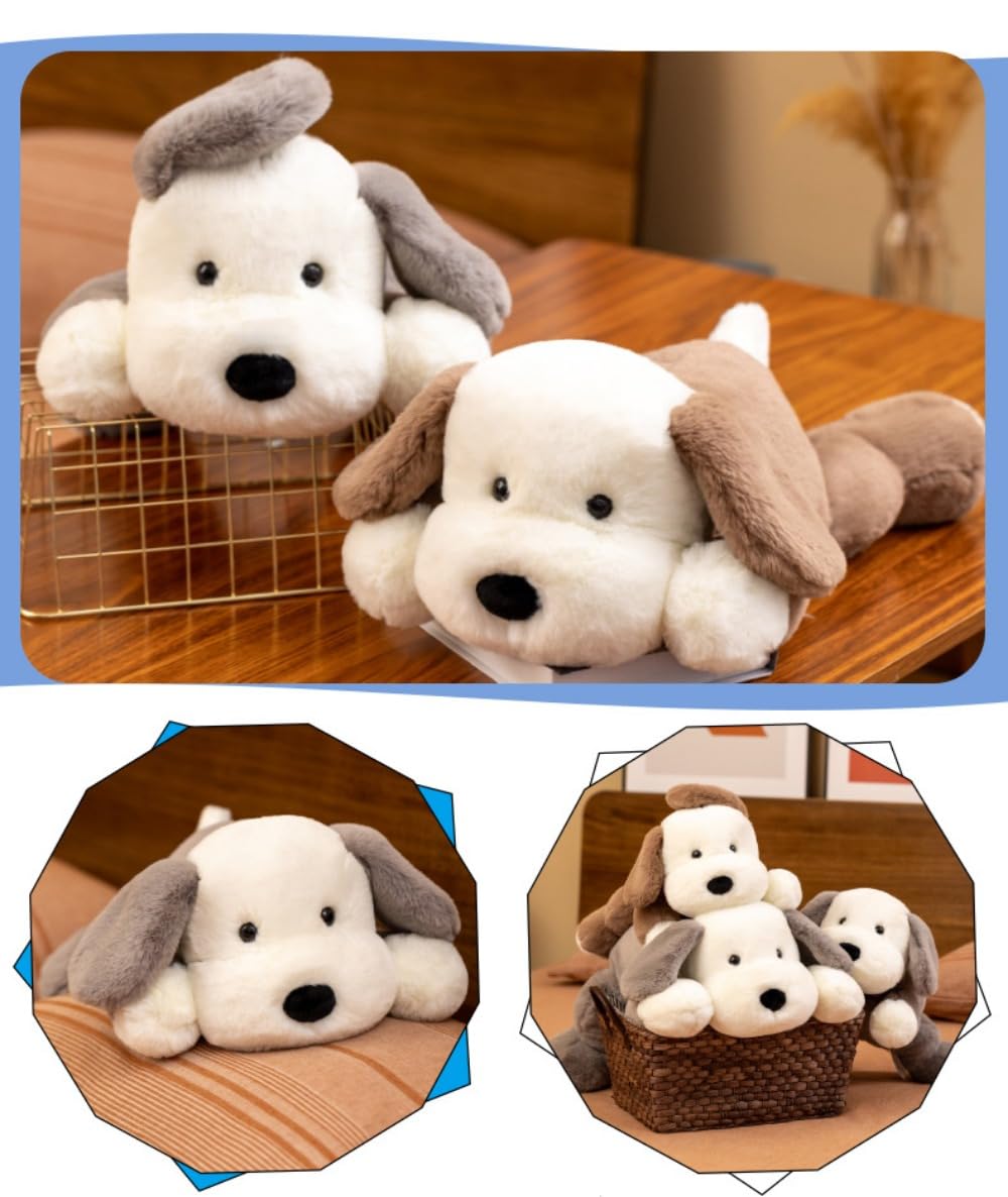 Amazon.co.jp: pisipe 縫い包み いぬ 動物 犬ぬいぐるみ 白 うつ伏せ姿 
